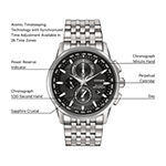 Citizen World Chronograph A-T Mens Chronograph Atomic Time Silver Tone Stainless Steel Bracelet Watch At8110-53e