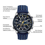 Citizen World Chronograph A-T Mens Chronograph Multi-Function Atomic Time Blue Leather Strap Watch At8020-03l