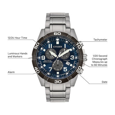 Citizen Brycen Mens Chronograph Silver Tone Bracelet Watch Bl5558-58l