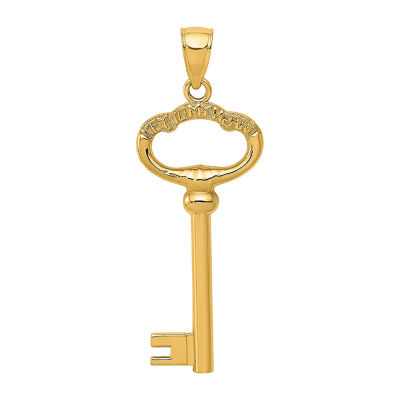 Womens 14K Gold Keys Pendant