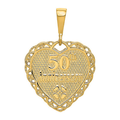 "50th Anniversary" Womens 14K Gold Heart Pendant