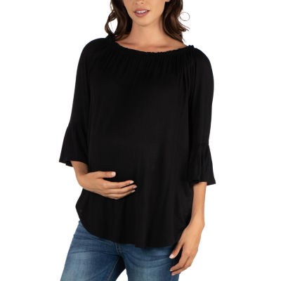 24/7 Comfort Apparel-Maternity Womens Round Neck 3/4 Sleeve Tunic Top