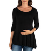 24seven Comfort Apparel Maternity Womens Scoop Neck Long Sleeve Tunic Top