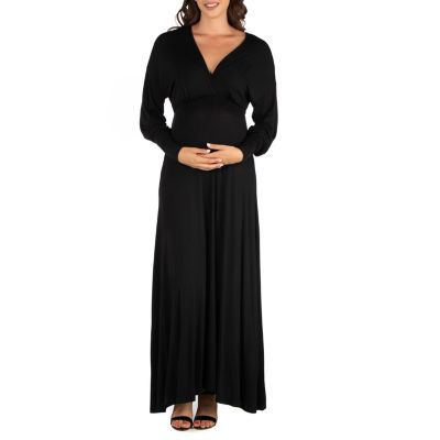 24seven Comfort Apparel Maternity Long Sleeve Maxi Dress