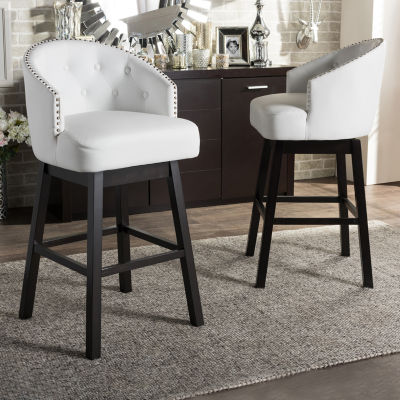 Avril 2-pc. Counter Height Upholstered Tufted Swivel Bar Stool