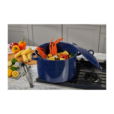 Imusa 21qt Enamel On Steel Steamer Pot With Steaming Rack - Blue : Target