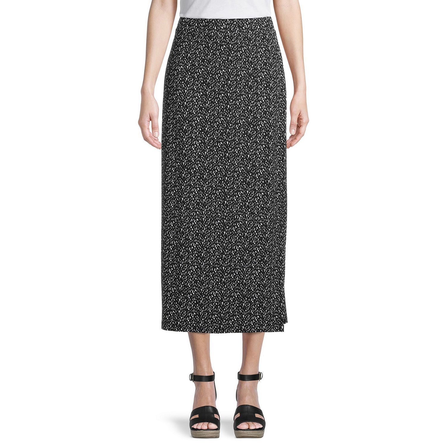 Liz Claiborne Womens Mid Rise Maxi Skirt, Color: Black Geo - JCPenney