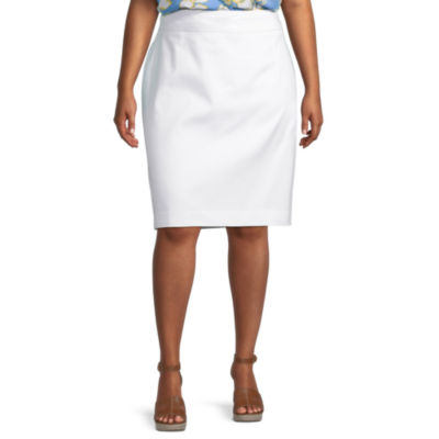 Liz Claiborne Womens A-Line Skirt-Plus, Color: White - JCPenney