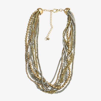 Twist Bar Double Chain Necklace in Brass
