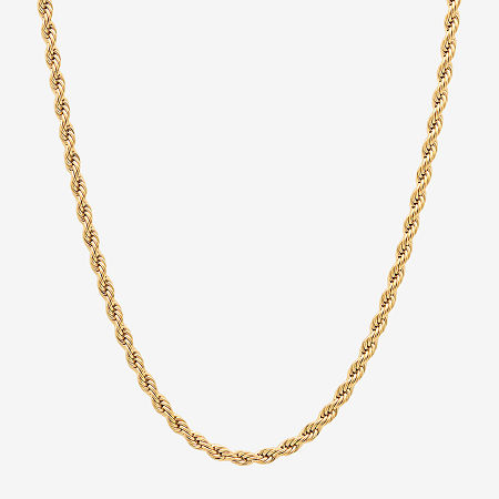 Mens Yellow Stainless Steel Solid Rope Chain Necklace, One Size