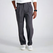 J.M. Haggar Men's Classic Fit Pleat Front Dress Pant Regular and Big & Tall  Sizes, Medium Grey, 50Wx30L at  Men's Clothing store