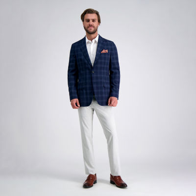 Haggar JMH Tailored Fit Mens Windowpane Stretch Fabric Classic Fit Sport Coat