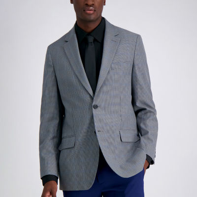 Haggar Houndstooth Tailored Fit Mens Stretch Fabric Classic Fit Sport Coat