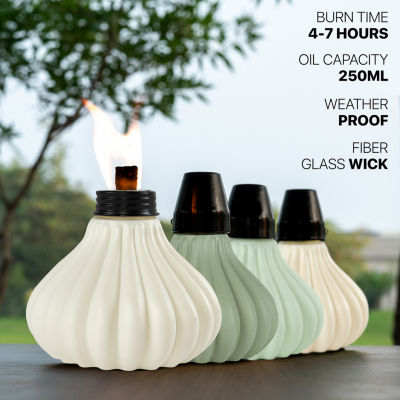 Deco Window Set Of 4 Indoor Outdoor Tabletop Ceramic Lamp Landscape Multicolored Lantern Torch
