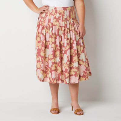 Ryegrass Womens Mid Rise Long A-Line Skirt-Plus