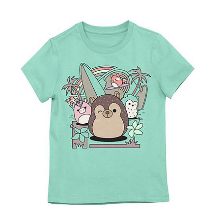 Little & Big Girls Round Neck Short Sleeve Squishmallows Graphic T-Shirt, Xx-small (4-5), Green