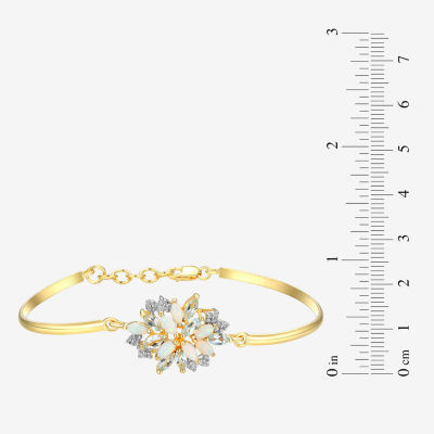 Womens Lab Created White Opal 18K Gold Over Silver Bangle Bracelet