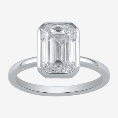 (F / Si1) Womens 3 CT. Lab Grown White Diamond 10K White Gold Solitaire Engagement Ring