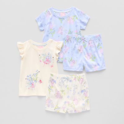 Dots & Dreams Girls Round Neck Short Sleeve 4-pc. Pajama Sets