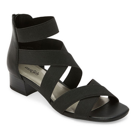 east 5th Womens Spaulding Square Open Toe Block Heel Pumps, 8 Medium, Black