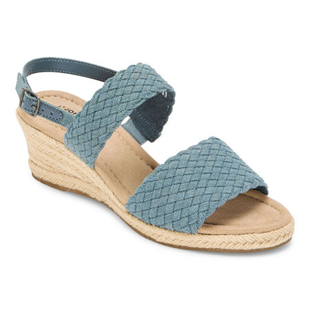 St. John's Bay Womens Lajolla Wedge Sandals, 6 1/2 Wide, Blue