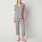 Liz Claiborne Womens Poplin Short Sleeve 2-pc. Pajama Sets