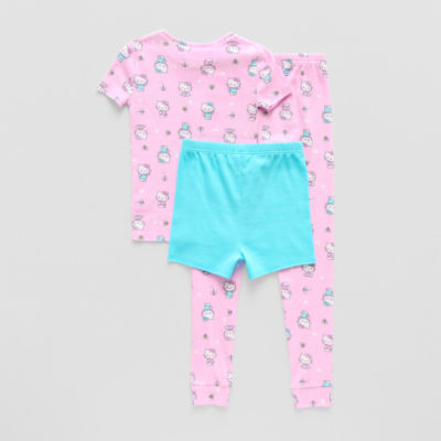 Little & Big Kid Girls Hello Kitty Round Neck Short Sleeve 3-pc. Pajama Sets