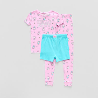 Little & Big Kid Girls Hello Kitty Round Neck Short Sleeve 3-pc. Pajama Sets