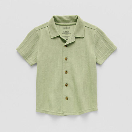 Okie Dokie Toddler & Little Boys Short Sleeve Button-Down Shirt, 2t, Green