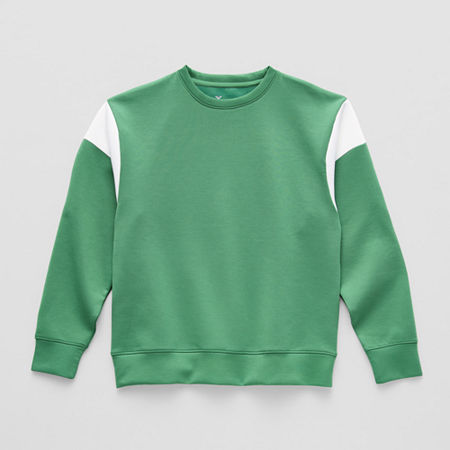 Xersion Little & Big Boys Crew Neck Long Sleeve Sweatshirt, Xl (18-20) Husky, Green