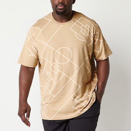 Xersion Big and Tall Mens Crew Neck Short Sleeve Regular Fit Graphic T-Shirt, 4x-large Tall, Beige