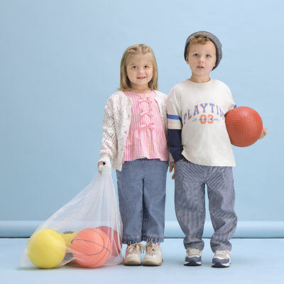 Okie Dokie Toddler & Little Girls Round Neck Long Sleeve Button Cardigan