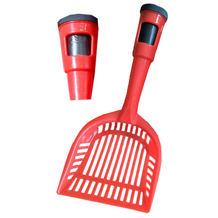 Pet Life Poopin-Scoopin Dog and Cat Pooper Scooper Litter Shovel with Built-In Waste Bag Handle Holster, One Size, Red -  PS1RD
