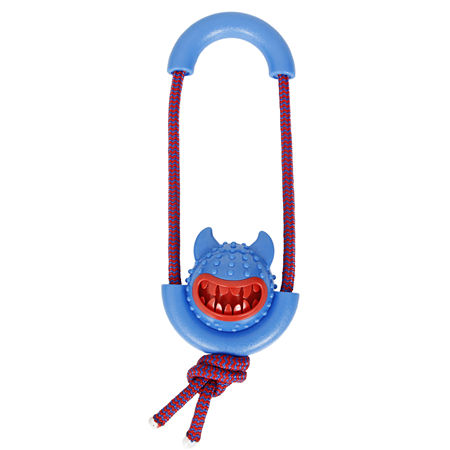 Pet Life Sling-Away Treat Dispensing Launcher With Natural Jute, One Size, Blue