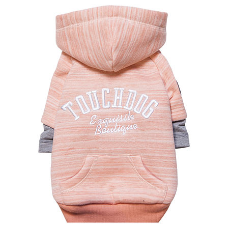 Touchdog Hampton Beach Designer Ultra Soft Sand-Blasted Cotton Pet Dog Hoodie Sweater, One Size, Pink