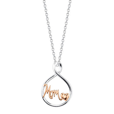 Footnotes Mom Sterling Silver 24 Inch Cable Round Pendant Necklace