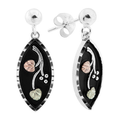 Black Hills Gold Sterling Silver Flower Drop Earrings