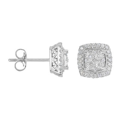 TruMiracle® 1/4 CT. T.W. Diamond Square Sterling Silver Earrings 