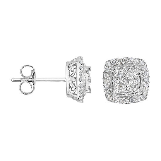 TruMiracle® 1/4 CT. T.W. Diamond Square Sterling Silver Earrings 