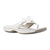 Clarks women's white flip hot sale flops