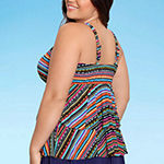 Trimshaper Striped Tankini Swimsuit Top Plus