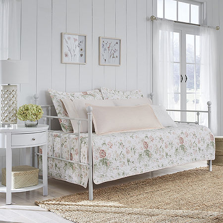 Laura Ashley Breezy Floral Daybed Cover Set, One Size, Pink