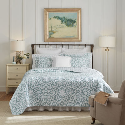 Laura Ashley Mia Floral Reversible Quilt Set, Color Soft Blue JCPenney