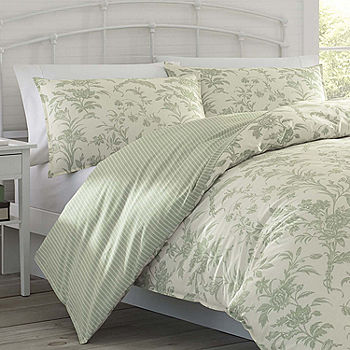Laura Ashley Lindy 7-Piece Green Floral Cotton Full/Queen