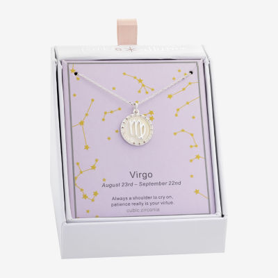 Sparkle Allure Zodiac Womens Cubic Zirconia Pure Silver Over Brass Round 16 Inch Pendant Necklace