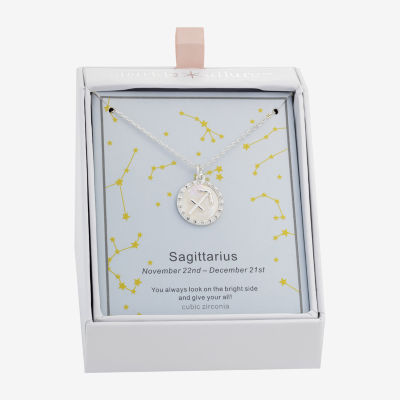 Sparkle Allure Zodiac Womens Cubic Zirconia Pure Silver Over Brass Round 16 Inch Pendant Necklace