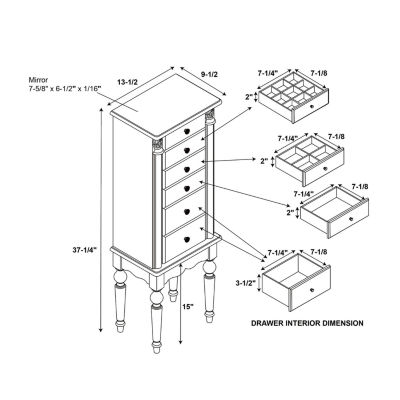 Powell Company Kristen Black Jewelry Armoire