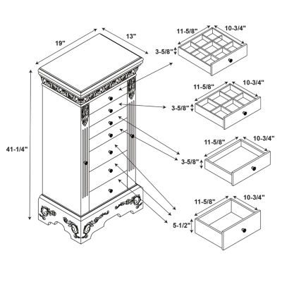 Powell Company Sharon Jewelry Armoire