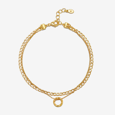 Bijoux Bar Gold Tone 9 Inch Link Round Ankle Bracelet