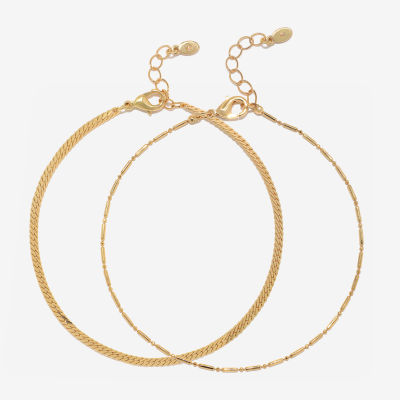 Bijoux Bar Gold Tone 2-pc. 9 Inch Mesh Round Ankle Bracelet